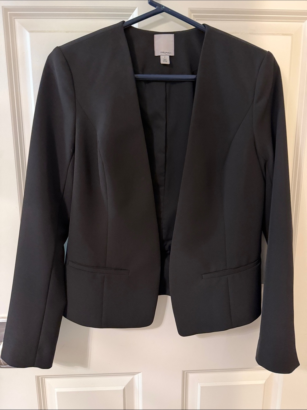 Halogen Black Open-Front Tailored Blazer
